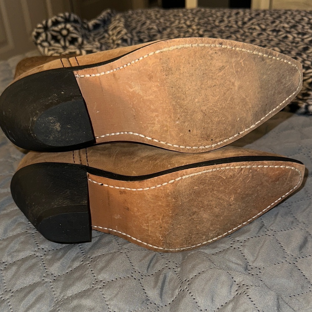 Women's Tan Leather/Manmade Western Heeled Boots - Picture 5 of 8